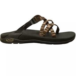 Chaco Zong Z2 Strappy Sport Sandals Striped Slip On Outdoor Brown Black 10